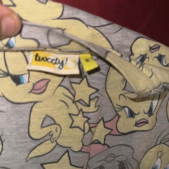 Vintage Tweety Bird All Over Print T-Shirt Women’s Size 8 Gray  Looney Tunes - Picture 4 of 7